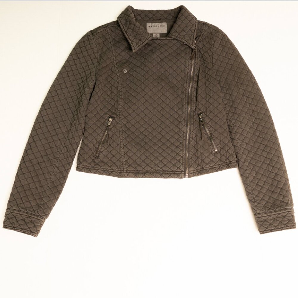 MARRAKECH - Black Quilted Moto Jacket - Full Zip - Size XS Womens